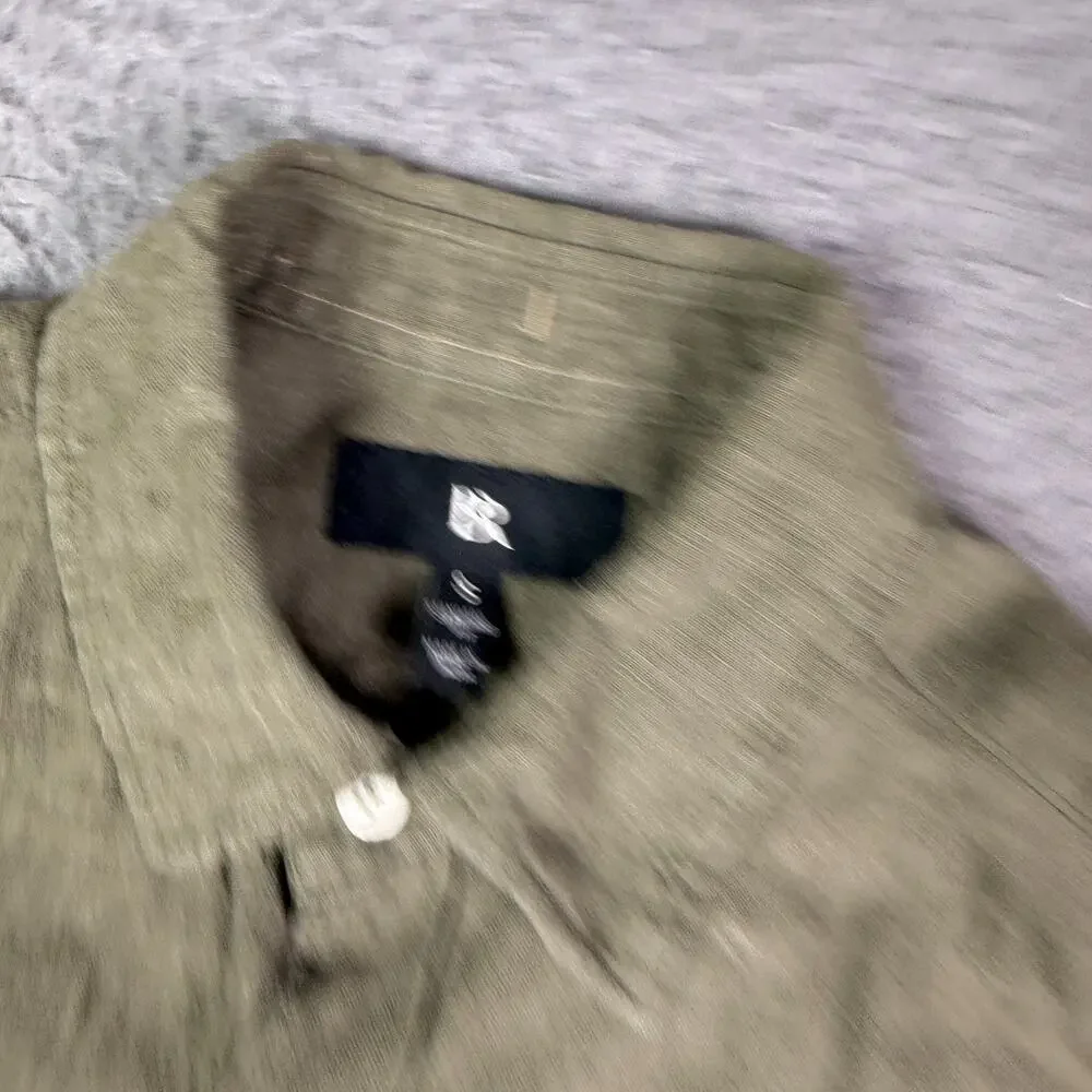 Banana Republic Shirt Mens S Green Long Sleeve 100% Linen Button Up Summer